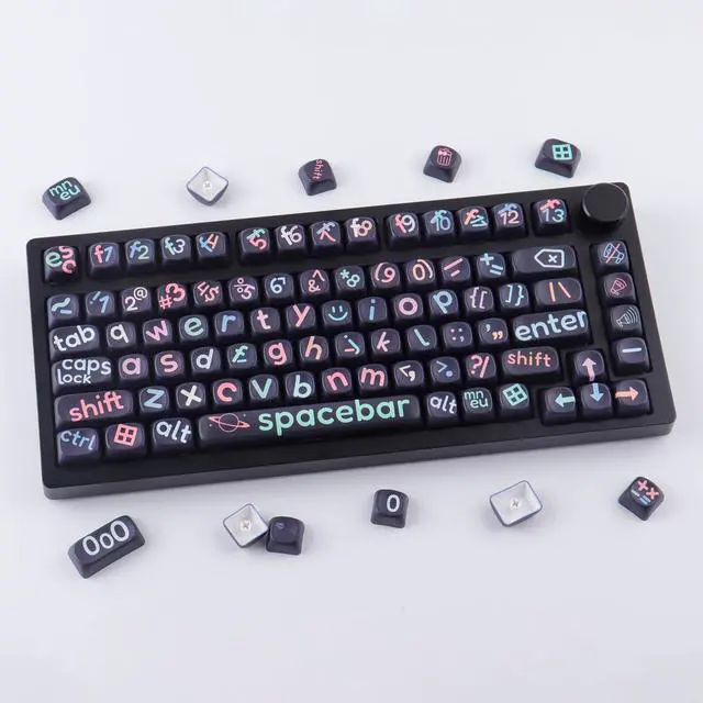 Alt view image 3 of 5 - Hyekit Keycaps - MOA Profile Cute PBT Keycaps, 126 Keys Dye-Sublimation Key caps 60 65 75 100 Percent, Custom Keycap Set for Cherry MX Magnetic Switches Mechanical Keyboard