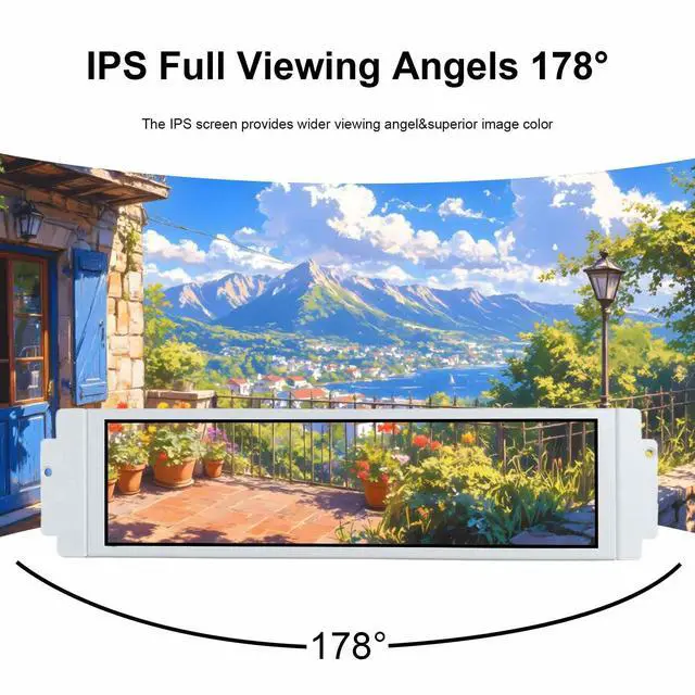 Alt view image 3 of 5 - VSDISPLAY 9.1 Inch 462x1920 LCD Monitor Small Stretched Bar Display for D32 Computer PC Case Infront Screen CPU GPU RAM Temperature Data,White