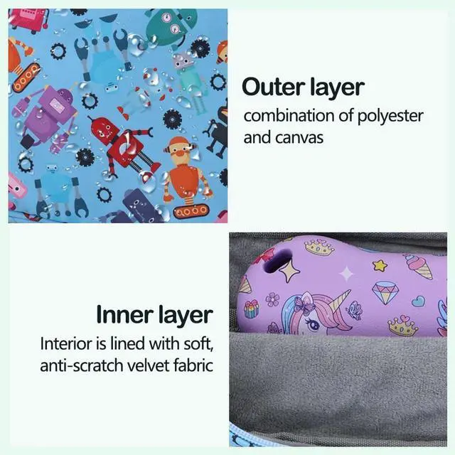 Alt view image 5 of 5 - Kids Robot Tablet Sleeve - 13 inch Case with Handle & Shoulder Strap - Travel Briefcase for iPad 10.2, 10th, 10.9 Air, 11 HD, 10 HD, 8 Kid Pro Tablet