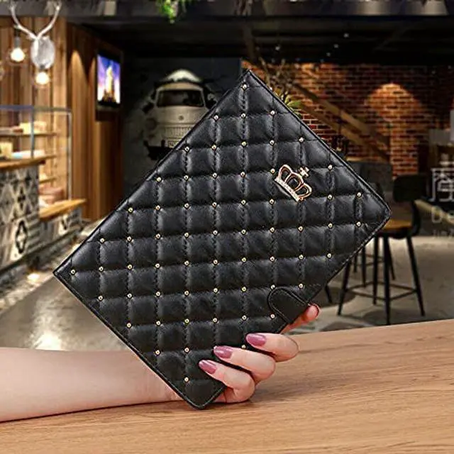 Alt view image 5 of 5 - AuroiCCY for iPad (A16) 11th Gen 2025/iPad 10th 10.9" 2022 Case with Pencil Holder, PU Leather Girls Cute Rhinestone Crown Shockproof Smart Auto Wake/Sleep Kickstand Cover for iPad 10th/11th (Black)