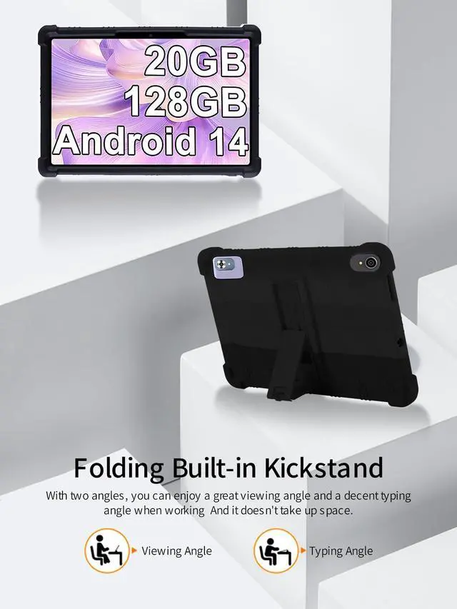 Alt view image 5 of 5 - for FEZAWIO F11 2024 Tablet 10 Inch Android 14 Tablets Case,BOVUGAC Soft Silicone Adjustable Stand Shockproof Kids Friendly for FEZAWIO F11 10"(Black)