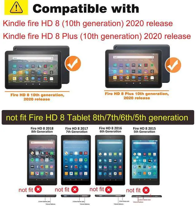 Alt view image 2 of 5 - UUcovers Case for Amazon Kindle Fire HD 8 & Fire HD 8 Plus Tablet 8" (12th/10th Generation, 2022/2020) Stand Magnetic Cover with Pencil Holder/Card Pockets [Auto Sleep/Wake], Purple Mandala Flower