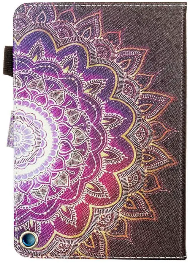 Alt view image 5 of 5 - UUcovers Case for Amazon Kindle Fire HD 8 & Fire HD 8 Plus Tablet 8" (12th/10th Generation, 2022/2020) Stand Magnetic Cover with Pencil Holder/Card Pockets [Auto Sleep/Wake], Purple Mandala Flower