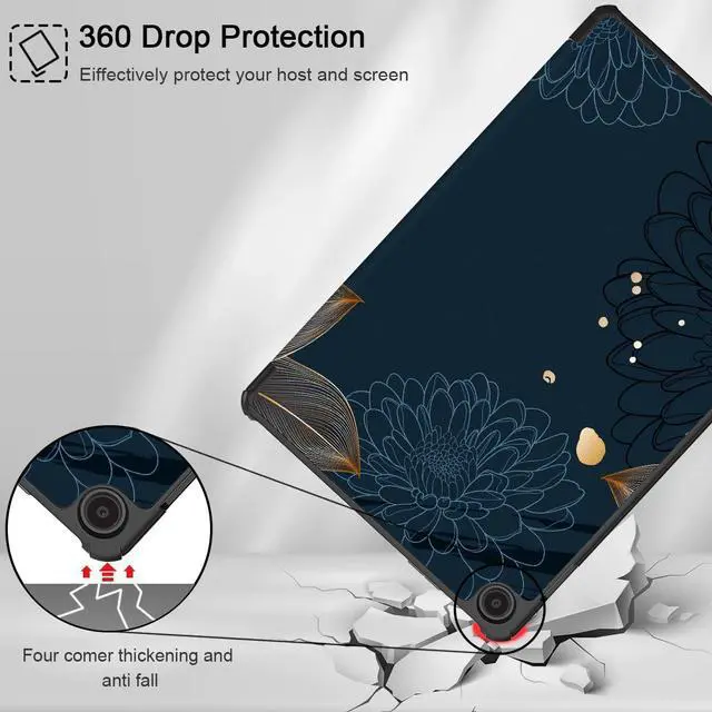 Alt view image 5 of 5 - Mektron Amazon Fire Max 11 INCH Case 2023 Release (Compatible with 13th Gen Tablet), Black Hard Cover with Auto Wake/Sleep, Multi-Angle Stand Protective Case for Fire 11,Line Chrysanthemums