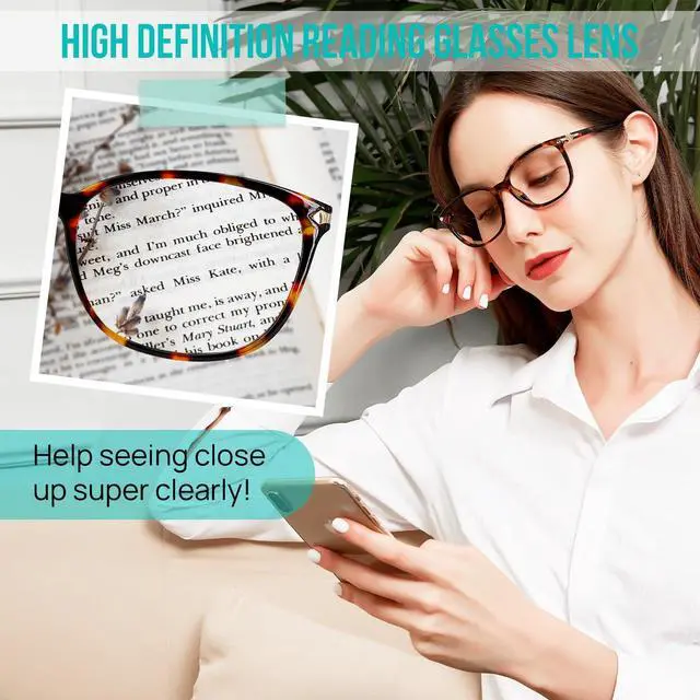 Alt view image 2 of 5 - WEMOOTANTS 4 Packs Large Reading Glasses 3.0 for Women Blue Light Blocking Readers 3.00 for Gaming Computer Phone 1.0 1.25 1.5 1.75 2.0 2.25 2.5 2.75 300 3.5 4.0 (Brown Tortoise)