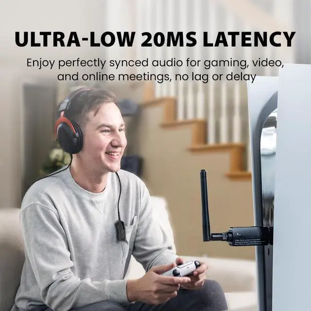 Alt view image 2 of 5 - Avantree ProLink - Bluetooth 5.4 LE Audio Transmitter & Receiver Set, aptX Lite, 20 ms Ultra-Low Latency & HiFi Wireless Audio Adapter for Gaming, Calls, Music, Plug & Play for PC, PS5, Mac, Phones