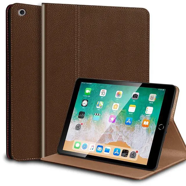 Main image of NANRUIL for Ipad Case 10.2-inch 9th/8th/7th Gen 2021/2020/2019 Genuine Leather Cover Protective Shell,Auto Wake/Sleep.Dark Brown