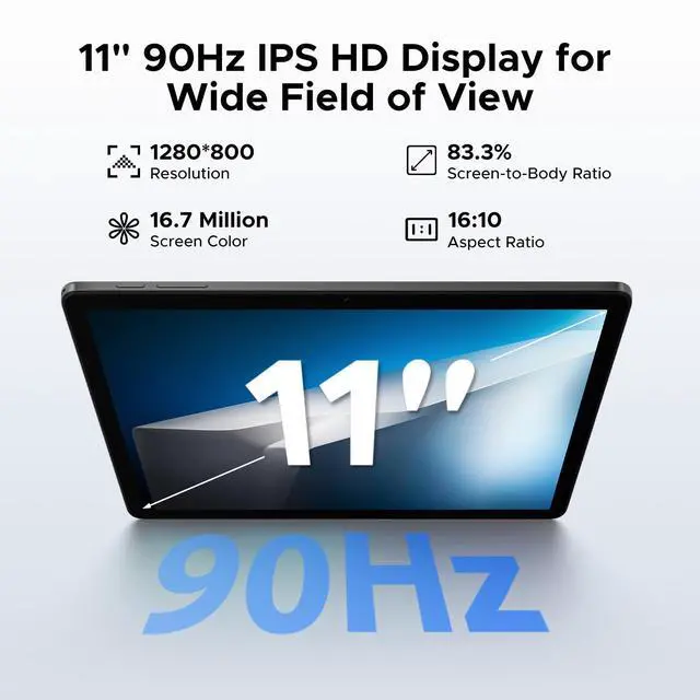Alt view image 3 of 5 - DOOGEE Tab A9+ Android 15 Tablet,11 inch Tablet with 90Hz,8580mAh,20GB+64GB/2TB Octa Core,7.9mm Ultra Thin Gaming Tablets,13MP+5MP,Dual Speakers,Bluetooth 5.0,Face ID,5G WiFi,FM,Widevine L1,GPS,Gray