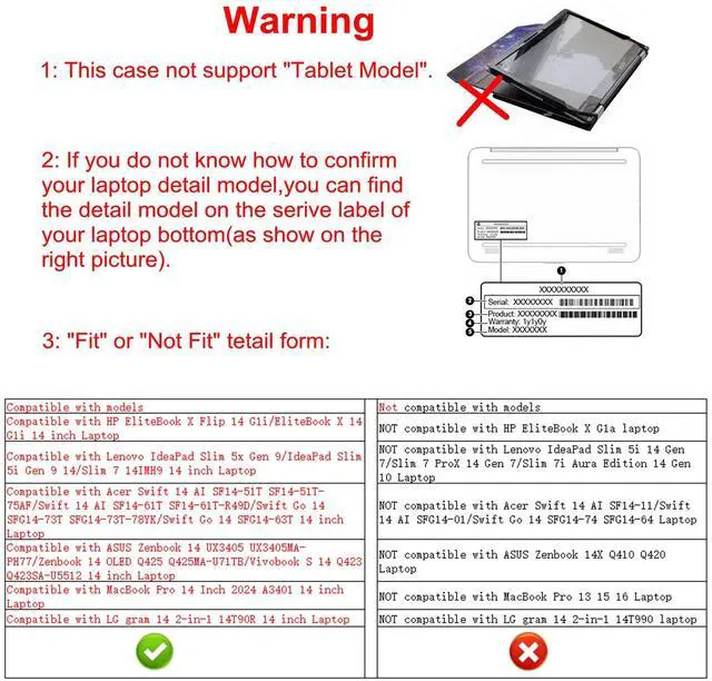Alt view image 2 of 5 - Alapmk Protective Case for ASUS Zenbook 14 UX3405 UX3405MA-PH77, Acer Swift 14 AI SF14-51T, MacBook Pro 14 Inch 2024 A3401, HP EliteBook X Flip 14 G1i/EliteBook X 14 G1i, Black