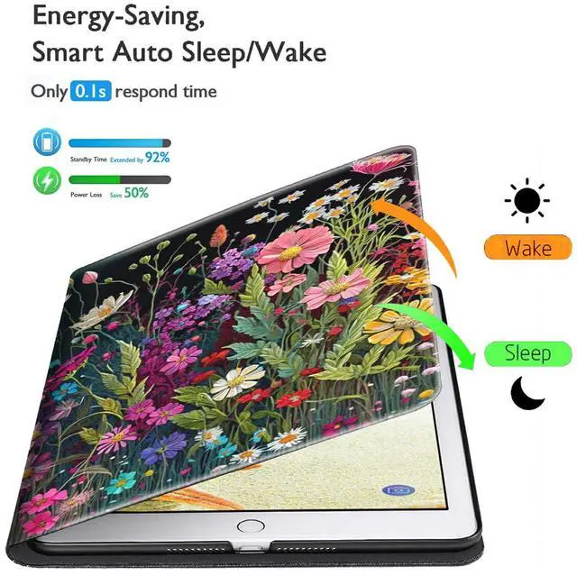 Alt view image 3 of 5 - BFSEROBJ Case for Kindle Fire HD 8 & Fire HD 8 Plus Tablet 10th/12th/14th Generation 2020/2022/2024 Lightweight Smart Case Adjustable Stand Protective Cover with Auto Wake/Sleep - Floral Flower