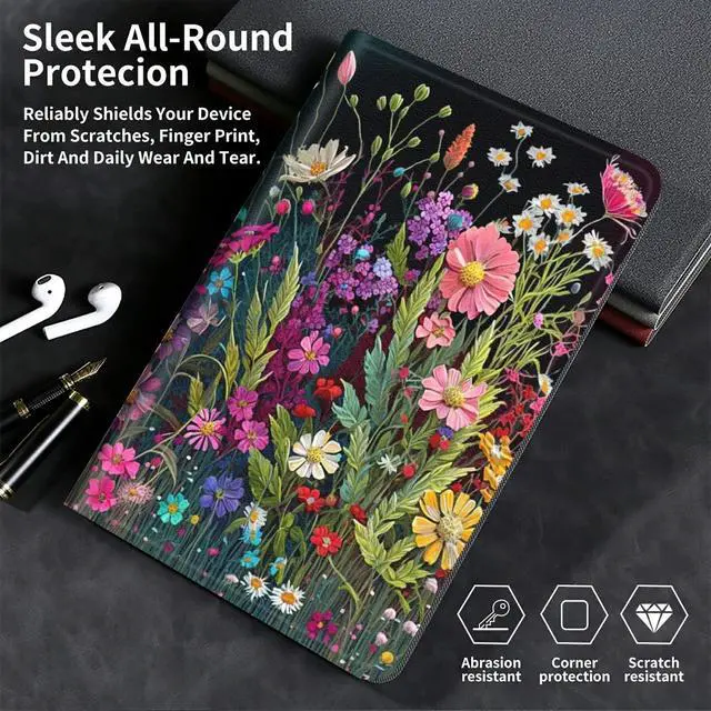 Alt view image 5 of 5 - BFSEROBJ Case for Kindle Fire HD 8 & Fire HD 8 Plus Tablet 10th/12th/14th Generation 2020/2022/2024 Lightweight Smart Case Adjustable Stand Protective Cover with Auto Wake/Sleep - Floral Flower