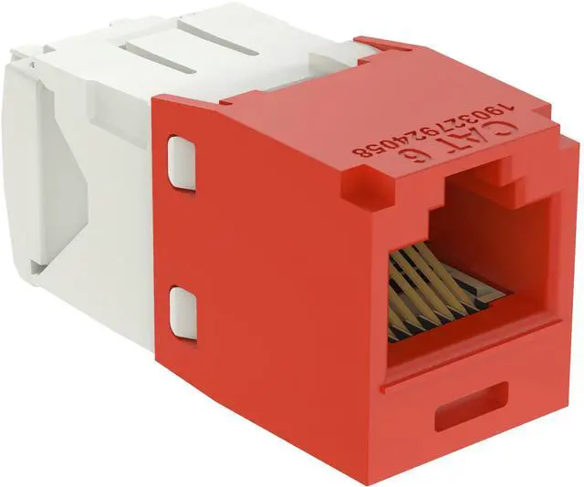 Alt view image 4 of 4 - CJ688TGRD Pack of 10 Category 6 TX6 Plus Mini-Com UTP Jack Modules, Red, TG Style, Toolless, RJ45 Ethernet High Performance Network Module, T568A/T568B Wiring