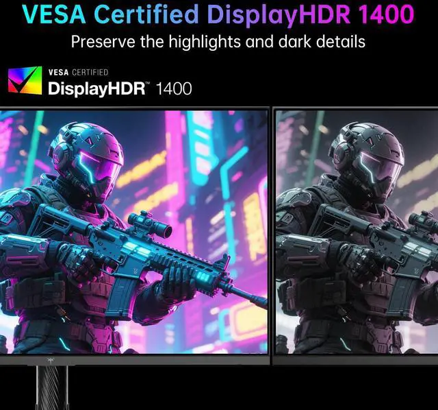 Alt view image 5 of 5 - KTC 27 Inch 4K MiniLED Gaming Monitor, UHD 3840x2160 Dual Mode (4K 160Hz/FHD 320Hz), HDR 1400, Fast IPS, Type-C 65W, KVM, VESA, Tilt & Swivel & Height Adjustable, White, M27P6