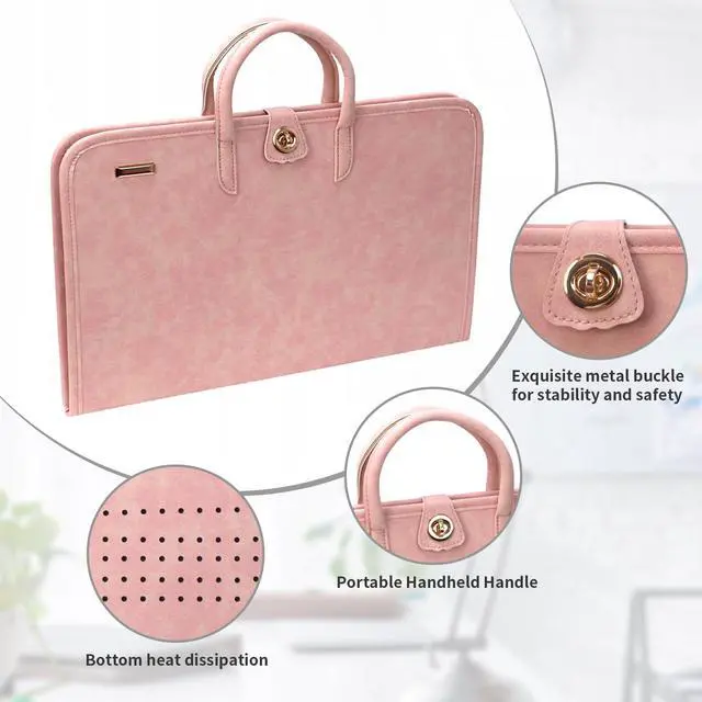 Alt view image 2 of 5 - PU Laptop Sleeve Pink With Handle Protective Case Laptop Bag(15.6 inch)