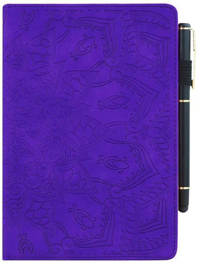 Alt view image 3 of 5 - UUcovers Fire HD 10 Case 9th/7th Generation (2019/2017) 10.1" with Pencil Holder Elastic Band Pocket Multi-Angle Stand Magnetic Folio Wallet PU Leather TPU Shockproof Cover, Purple Paisley Flower