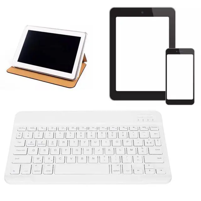 Alt view image 4 of 5 - Sanpyl 10in Ultra Thin Bluetooth French AZERT Keyboard, Slim Multifunctional Keyboard for Tablet Phone Computer (White)