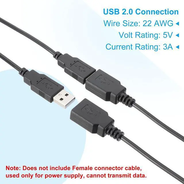 Alt view image 4 of 5 - PATIKIL 6.56Ft USB 2.0 Male to 2 Pin Bare Wire Pigtail Cable, 3pcs 22AWG Power Cords Extension Connector Adapter for Charging Equipment DIY Repair, Black