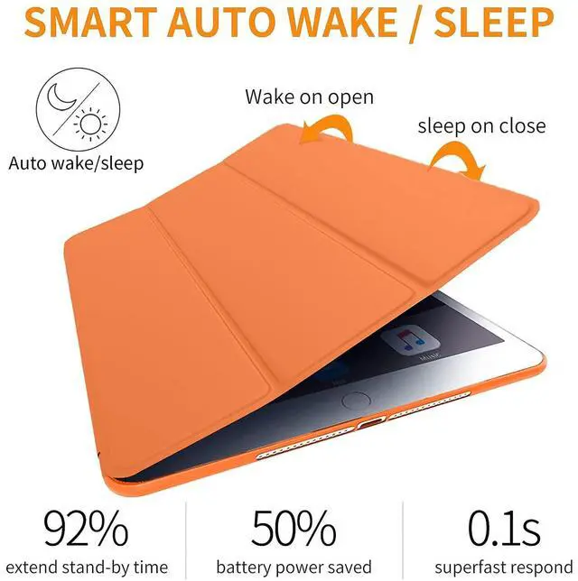 Alt view image 4 of 5 - DuraSafe Cases for iPad 6 5 Air 1 2 Gen 9.7 Inch [iPad 6th 5th Air 1st 2nd ] A1893 A1822 A1566 MRJN2LL/A MR7G2LL/A MP2F2LL/A MP2G2LL/A Smart Auto Sleep/Wake with Honeycomb TPU Back Cover - Orange