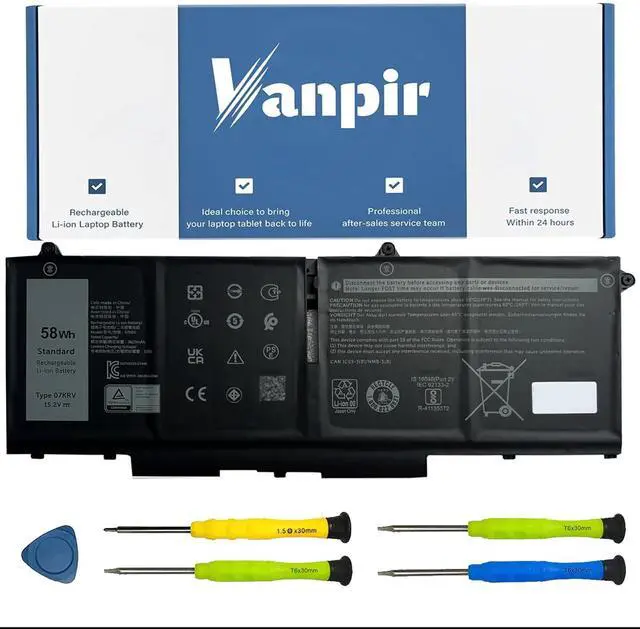 Main image of VANPIR 07KRV Laptop Battery Replacement for Dell Latitude 5430 5530 Precision 3570 P104F P104F005 P137G P137G004 Series M69D0 H4PVC 0H4PVC Y86WG 0Y86WG 08WRCR 078FWY 15.2V 58Wh 3625mAh