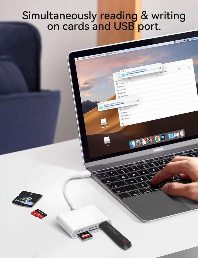 Alt view image 2 of 5 - ChiaoPio USB C SD Card Reader, 5 in 1 USB-C to Memory Card Adapter with SD MicroSD MS Memory Stick XD Picture Slots & USB Female Port Compatible with iPhone 15 iPad Mac MacBook Pro/Air/Mini Laptop