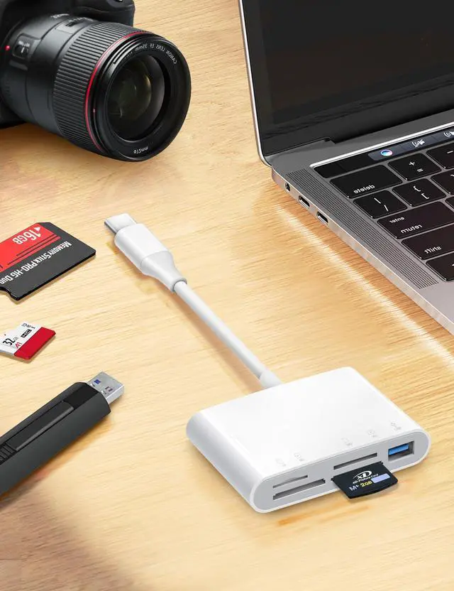 Alt view image 4 of 5 - ChiaoPio USB C SD Card Reader, 5 in 1 USB-C to Memory Card Adapter with SD MicroSD MS Memory Stick XD Picture Slots & USB Female Port Compatible with iPhone 15 iPad Mac MacBook Pro/Air/Mini Laptop