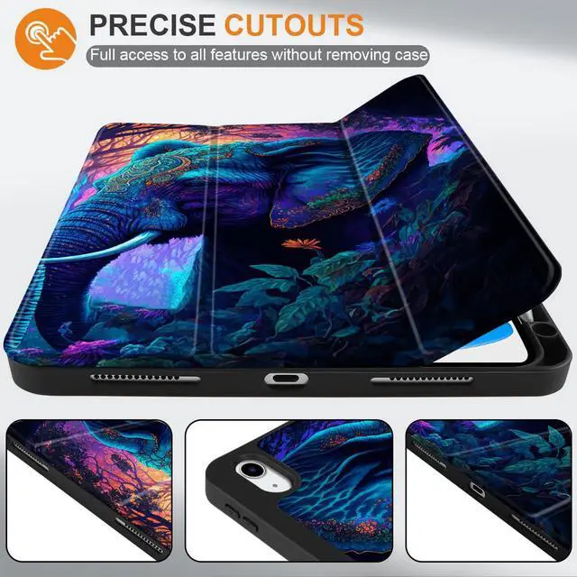 Alt view image 2 of 5 - MEEgoodo Case for iPad A16 11th Generation 11 inch 2025/iPad 10th Generation 10.9 inch 2022, Tablet Cover with Trifold Stand + Pencil Holder + Auto Wake/Sleep + Soft TPU Back Cover, Elephants