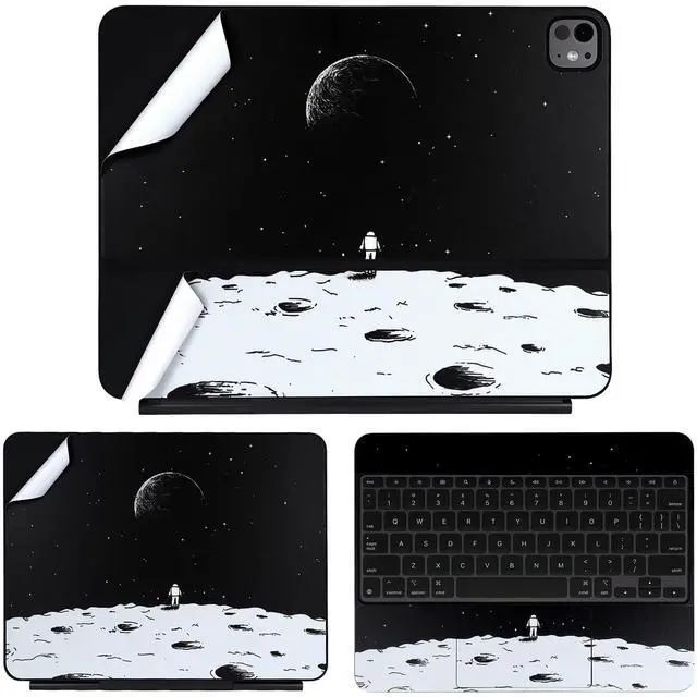 Main image of IMMOENUC 3-in-1 Tablets Skin Sticker Colorful Decals for 2024 iPad Pro M4 Magic Keyboard 11 inch Full Body Protective case Vinyl Durable Materials wrap Cover Self-Adhesive,Pre-CutEarth Black