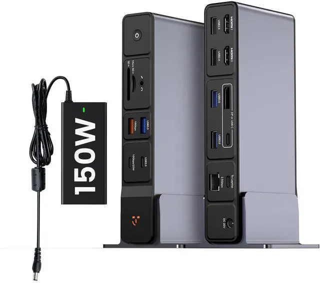 Main image of TobenONE USB C Docking Station 3 Monitors, 18-in-1 Triple 4K Display, 150W Power Adapter with 20W Fast Charging, 8 USB Ports up to 10Gbps, 2 HDMI/DP/USB C, for Windows/Chrome OS