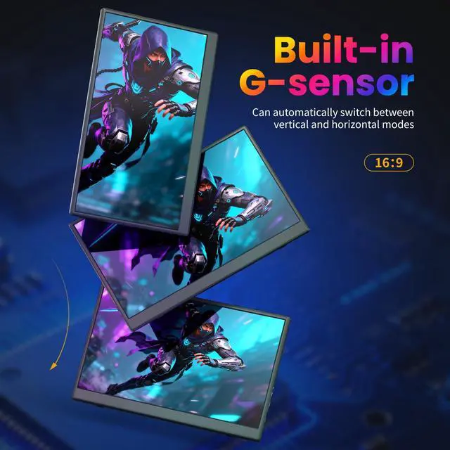 Alt view image 4 of 5 - iProda Wireless Portable Monitor, 15.6" 1080p FHD 60Hz Wireless Monitor for Laptop with Auto Rotation, Second Travel Portable Screen for PS4/5/Switch/MAC/Phone