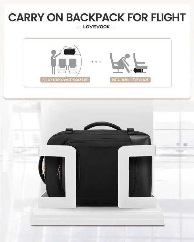 Alt view image 3 of 5 - LOVEVOOK 40L Travel Backpack for Women Men, Large Carry on Backpack for Airplanes TSA Personal Item Travel Bag fits 15.6" Laptop, Waterproof Weekender Essentials Airline Approved with 2 Packing Cubes