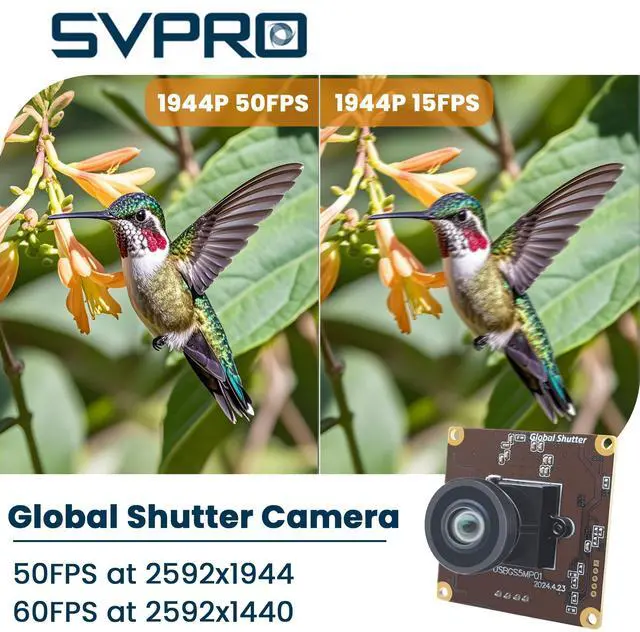 Alt view image 3 of 5 - SVPRO 5MP 50fps Global Shutter USB Camera Module for Computer Laptop,High Speed Lightburn Camera for Laser Engraver Machinery Computer Vision Camera Board Wide Angle 120 Degree Industrial Camera