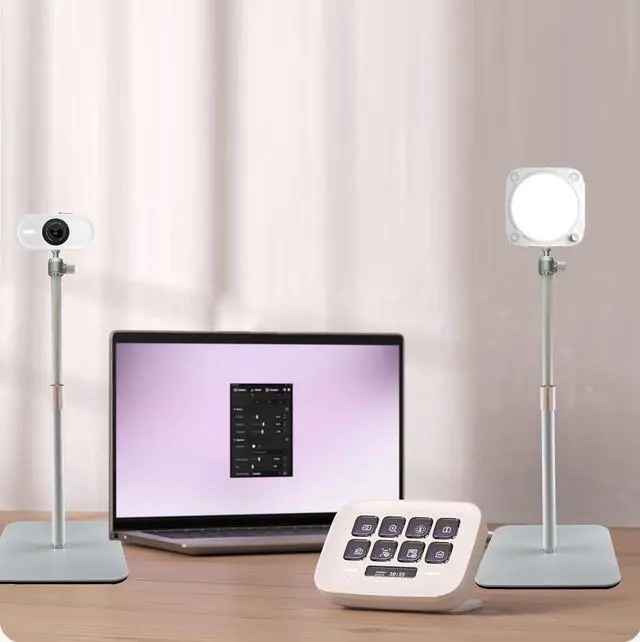 Alt view image 2 of 5 - AceTaken White Tabletop Stand Tripod Holder Compatible with Elgato Facecam-Neo,Facecam MK.2 webcams/Wave 3/Wave DX/Wave Neo/Key-Light/Key Light Neo/Key Light Mini