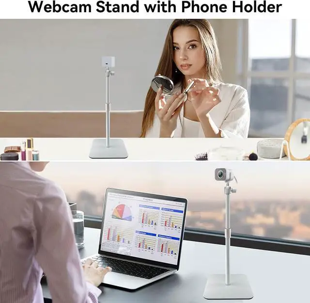 Alt view image 4 of 5 - AceTaken White Tabletop Stand Tripod Holder Compatible with Elgato Facecam-Neo,Facecam MK.2 webcams/Wave 3/Wave DX/Wave Neo/Key-Light/Key Light Neo/Key Light Mini