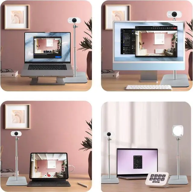 Alt view image 5 of 5 - AceTaken White Tabletop Stand Tripod Holder Compatible with Elgato Facecam-Neo,Facecam MK.2 webcams/Wave 3/Wave DX/Wave Neo/Key-Light/Key Light Neo/Key Light Mini