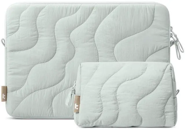 Main image of tomtoc 360 Protective Puffy Laptop Sleeve Set for 14-inch MacBook Pro M4/M3/M2/M1 Pro/Max A3112 A3401 A3185 A2992 A2918 A2779, Quilted Soft Puffer MacBook Bag with Tech Pouch for 13.8 Surface Laptop 7