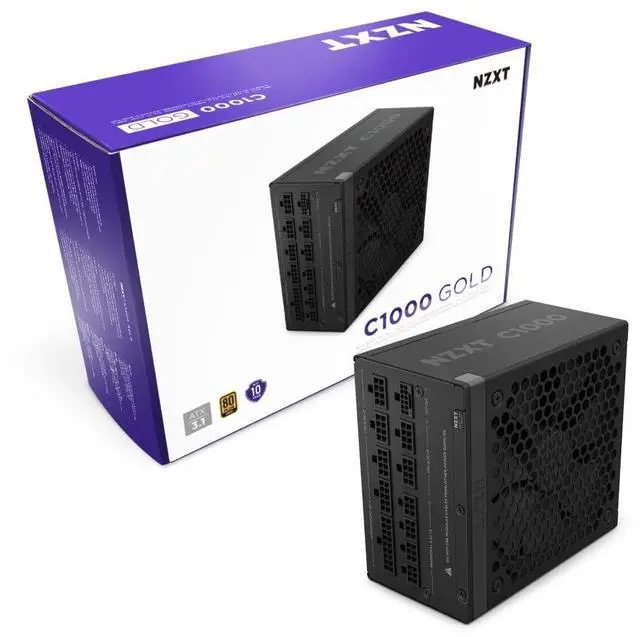 Main image of NZXT C1000 Gold ATX 3.1 - Fully Modular Low-Noise PC Gaming Power Supply - 1000 Watts - 80 Plus Gold - 12V-2x6 Connector - Zero Fan Mode - 100% Japanese Capacitors - Black