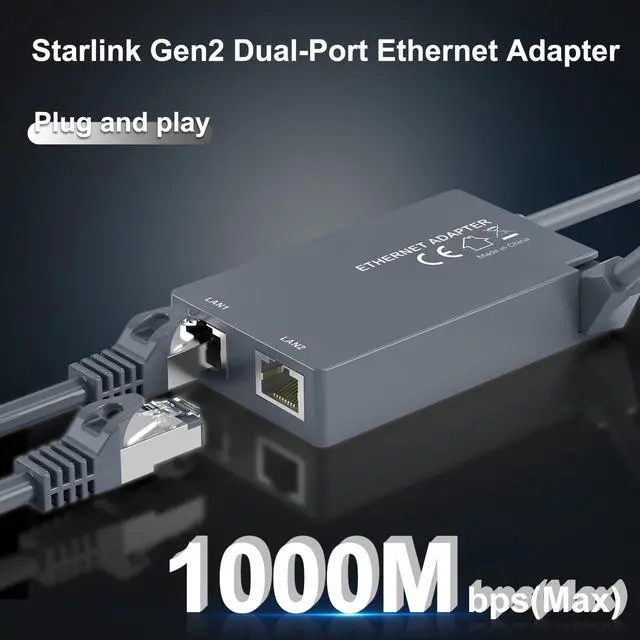 Alt view image 2 of 5 - Starlink Ethernet Adapter for Starlink Gen2 Wired External Network,Dual Ports Starlink Gen2 Ethernet Adapter Up to 1 Gbps High-Speed Ntworking