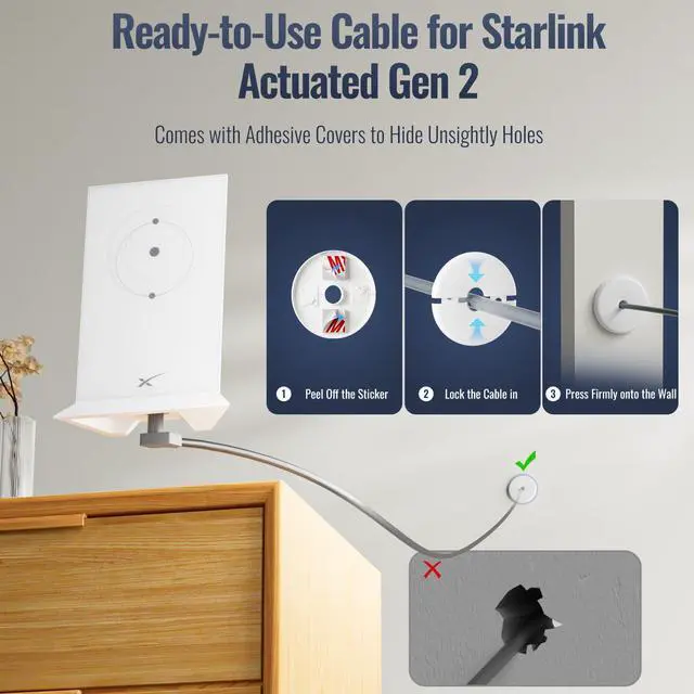 Alt view image 2 of 5 - AstroniSync 33FT High-Speed Starlink Gen 2 Cable, 1200Mbps, Waterproof & Corrosion-Resistant Housing