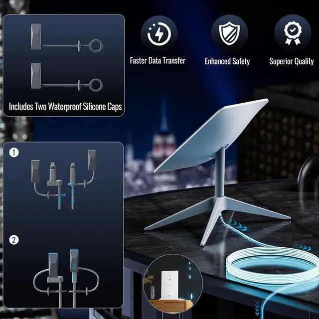 Alt view image 4 of 5 - AstroniSync 33FT High-Speed Starlink Gen 2 Cable, 1200Mbps, Waterproof & Corrosion-Resistant Housing
