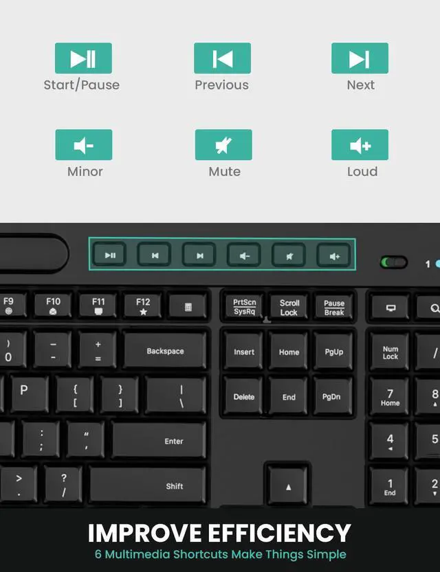 Alt view image 4 of 5 - Ergonomic Wireless Keyboard and Mouse Combo,LIZRROT 2.4GHz Silent Full-Size Mouse and Keyboard,Wrist Rest,Phone Holder,Compatible with Windows, PCs, Laptops