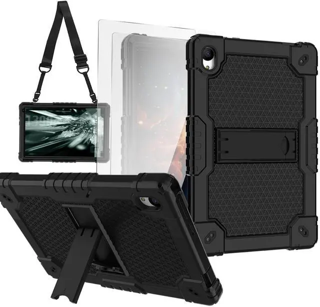 Main image of Deomoil for Urao C107/Jeazans OC101/C107 10.1 inch Tablet Hybird Case with Stand with 2 PCS Screen Protector for HiGrace C107/ZOFYWNAS C107/Freeski C107/Pswarfd 10.1 inch Tablet (Black)