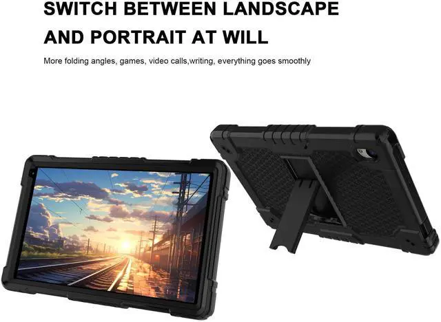Alt view image 4 of 5 - Deomoil for Urao C107/Jeazans OC101/C107 10.1 inch Tablet Hybird Case with Stand with 2 PCS Screen Protector for HiGrace C107/ZOFYWNAS C107/Freeski C107/Pswarfd 10.1 inch Tablet (Black)
