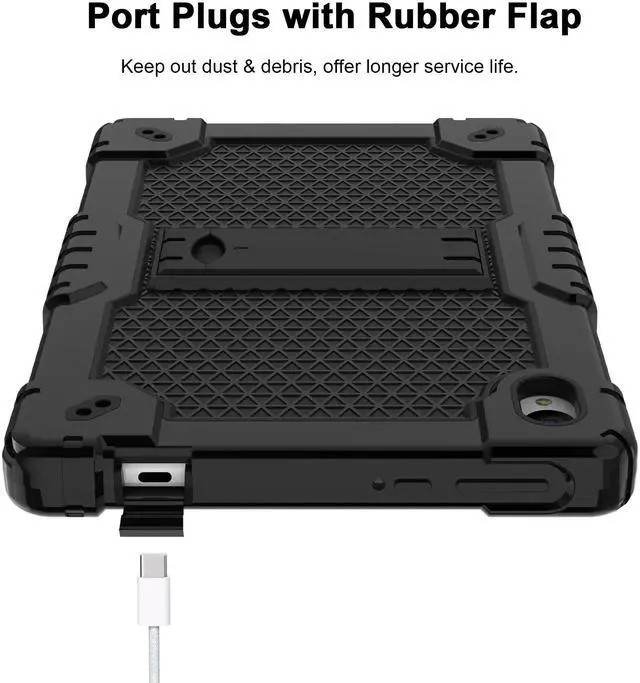 Alt view image 5 of 5 - Deomoil for Urao C107/Jeazans OC101/C107 10.1 inch Tablet Hybird Case with Stand with 2 PCS Screen Protector for HiGrace C107/ZOFYWNAS C107/Freeski C107/Pswarfd 10.1 inch Tablet (Black)