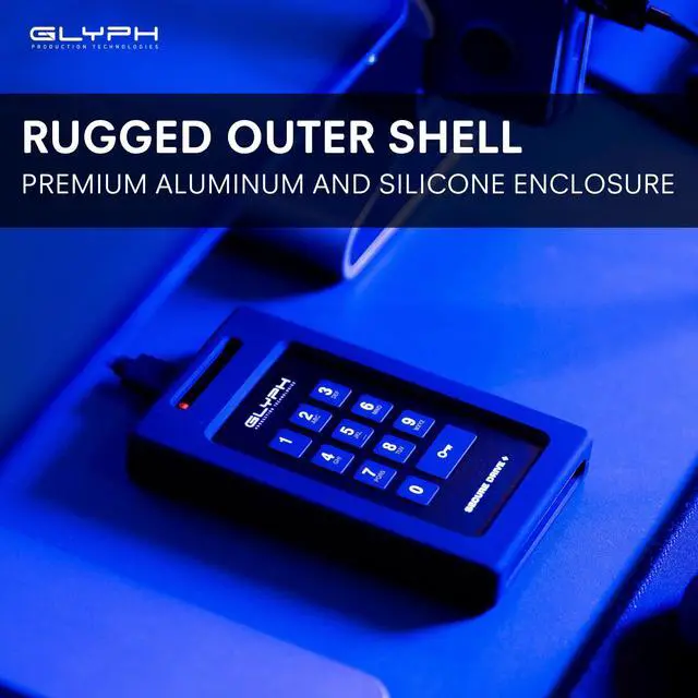 Alt view image 5 of 5 - Glyph SecureDrive+ Professional Encrypted Rugged Mobile SSD with Keypad 2TB