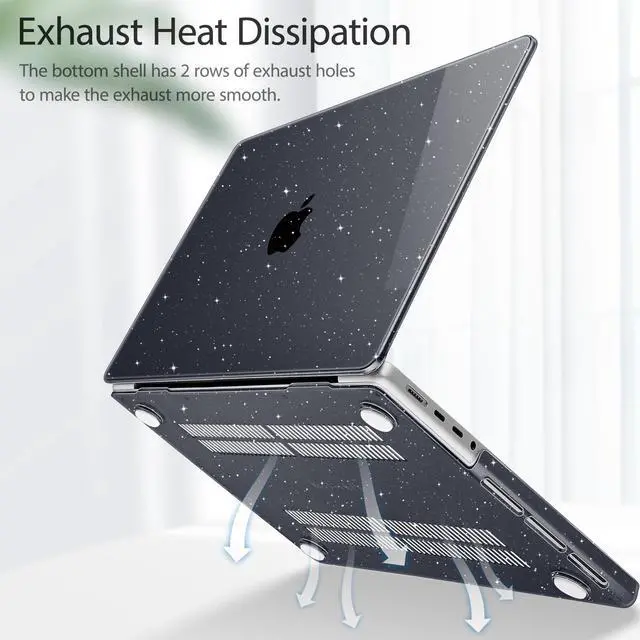 Alt view image 4 of 5 - Lepeoac for MacBook Pro 16 inch Case 2021 2022 2023 2024 Release A3186 A3403 M4 A2991 M3 A2780 M2 A2485 M1 Pro/Max, Hard Shell Case with Screen Protector & Keyboard Cover, Sparkle Black