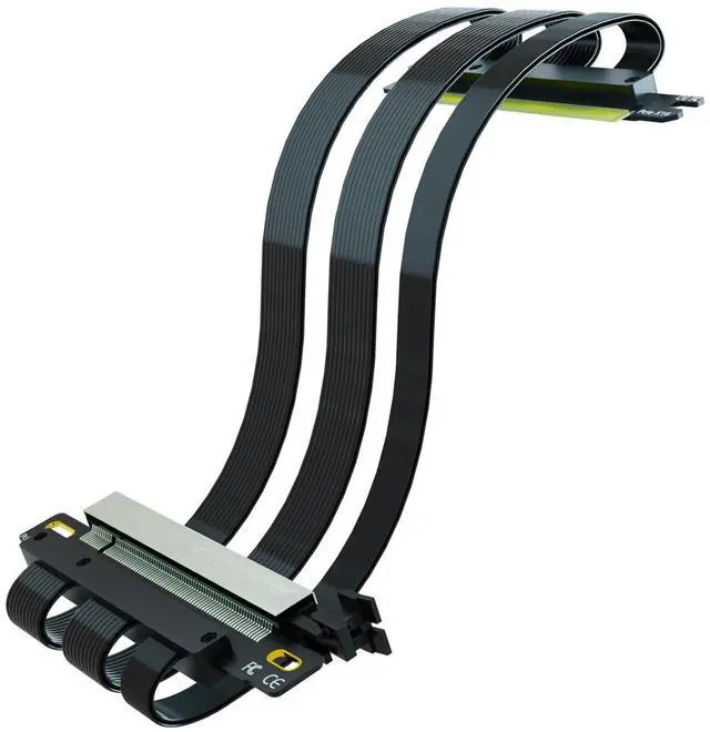 Main image of GLOTRENDS Double Reverse PCIE 5.0 Riser Cable for Mini-ITX Motherboard (170x170mm) Installation, RTX5090(Ti) RX9070(XT) GPU Ready, Length 185mm, Black Color