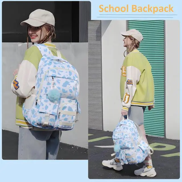 Alt view image 2 of 5 - Hidds Backpack for Girls College School Backpacks Kids Bookbag School Bag Travel Laptop Daypack Teens Women (Blue)
