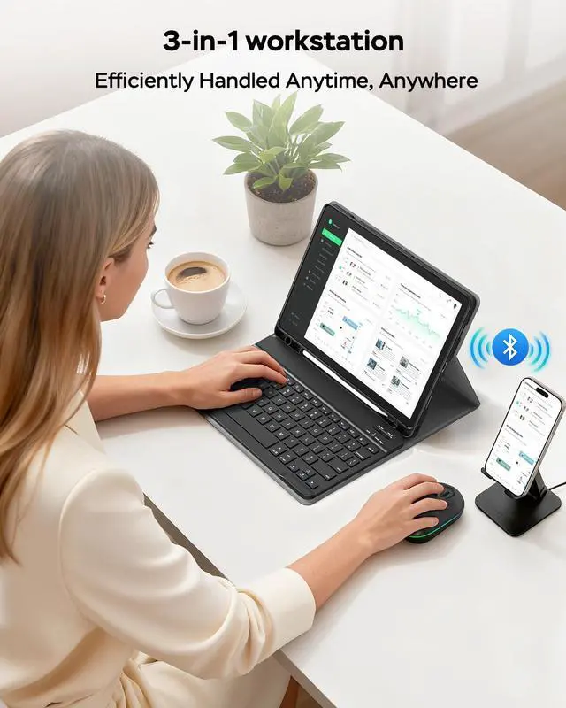 Alt view image 4 of 5 - MERSATM for ipad A16 Case with Keyboard and Mouse, Stand Folio Cover with Pencil Holder for 11th Gen 2025 11 inch/10th Gen 2022 10.9 inch, Magnetic Detachable Wireless Keyboard with Mouse, Black