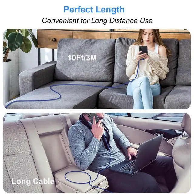 Alt view image 5 of 5 - Agtray 6-Pack 10ft USB C Cable 90 Degree Right Angle Long Nylon Braided USB a to USB c L Shape Plug Fast Charging Type C Android Charger Cord for Samsung Galaxy S25 S24 S23 A16 A15, Google Pixel 9 8 7