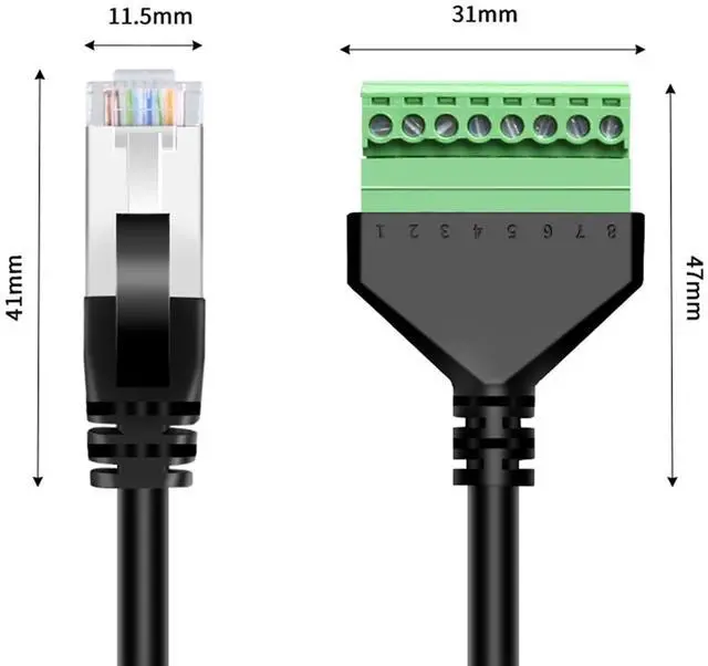 Alt view image 3 of 5 - DQLIOWUO 4PCS 1ft/0.3m RJ45 Male Plug to 8 Pin Screw Terminal Connector for Cat7 Cat6 Cat5e Cat5 Ethernet Extender,AV CCTV UTP DVR Network Adapter Extension Cord